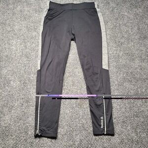 Reebok Pants Womens Medium Black Gray Athletic Training Leggings Zip Ankles